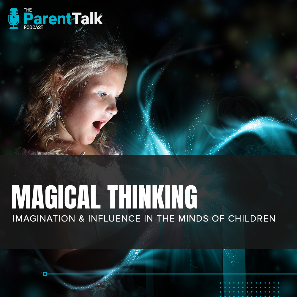 Magical Thinking. An amazed young girl opens a magic box.