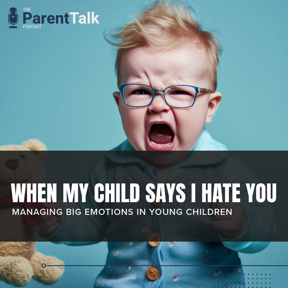 When My Child Says I Hate You. A toddler with a teddy bear cries in anger.